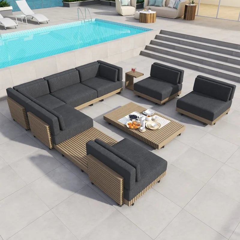 Modern Luxury Outdoor Garden Patio Furniture Teak Sofa Set Teak Outdoor Furniture.   Several arrangements and Furniture pieces to pick from.