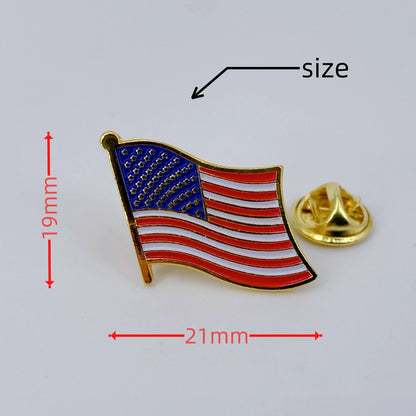 American Flag Lapel Pin, Gold  Plated Enamel Pin Waving United States FLAG.