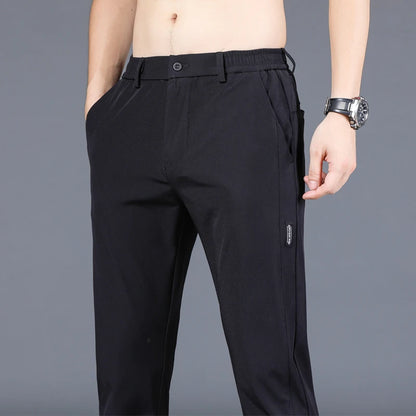 New  summer Thin Ice Silk Stretch Men's Pants,  Casual,  Elastic Waist, Smooth Trouse in  5 Colours