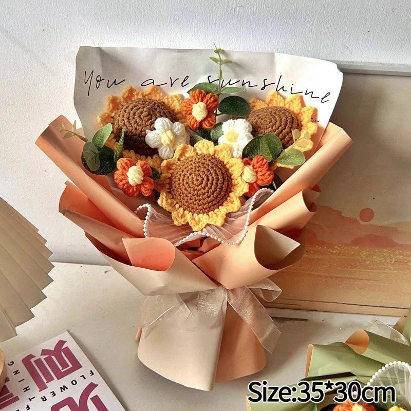 Crocheted Flower Bouquet,  Knitted Flowers, Artificial Flowers,  Graduation Bouquet Party Supplies MOTHERS DAY Gift Wedding Gifts