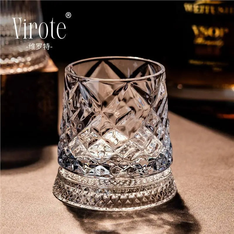 1PCS Tumbler Rotating Wine Glass Rotating Whiskey Glass Tumbler Non Spill Swivel Cup with Base Creative Stress Relief Wine Glass