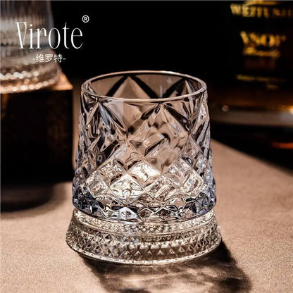 1PCS Tumbler Rotating Wine Glass Rotating Whiskey Glass Tumbler Non Spill Swivel Cup with Base Creative Stress Relief Wine Glass