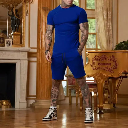 Fashionable and Casual Summer Outdoor Sports shirt and shorts.  Men's Breathable T-Shirt/ Shorts Casual and Fashionable Two-Piece Set Tracksuit