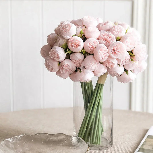 Rose Pink Peony Artificial Flowers, Silk Bouquet.  for Table Vase Arrange Home , Valentines Day, Wedding , Etc.
