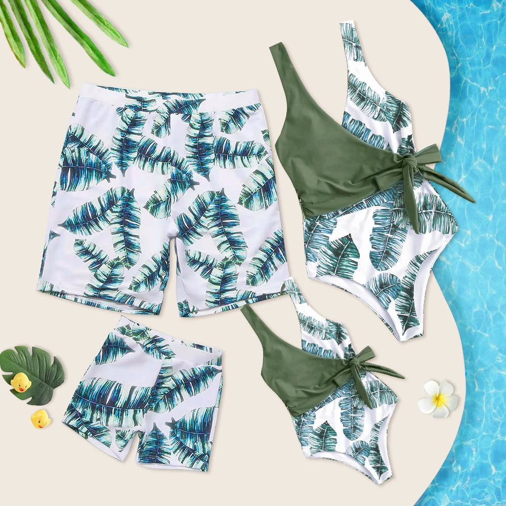 Matching  Family Outfits  for Mother And Daughter, Swimsuit Father/ Son Beach Shorts. Summer Bathing Suits
