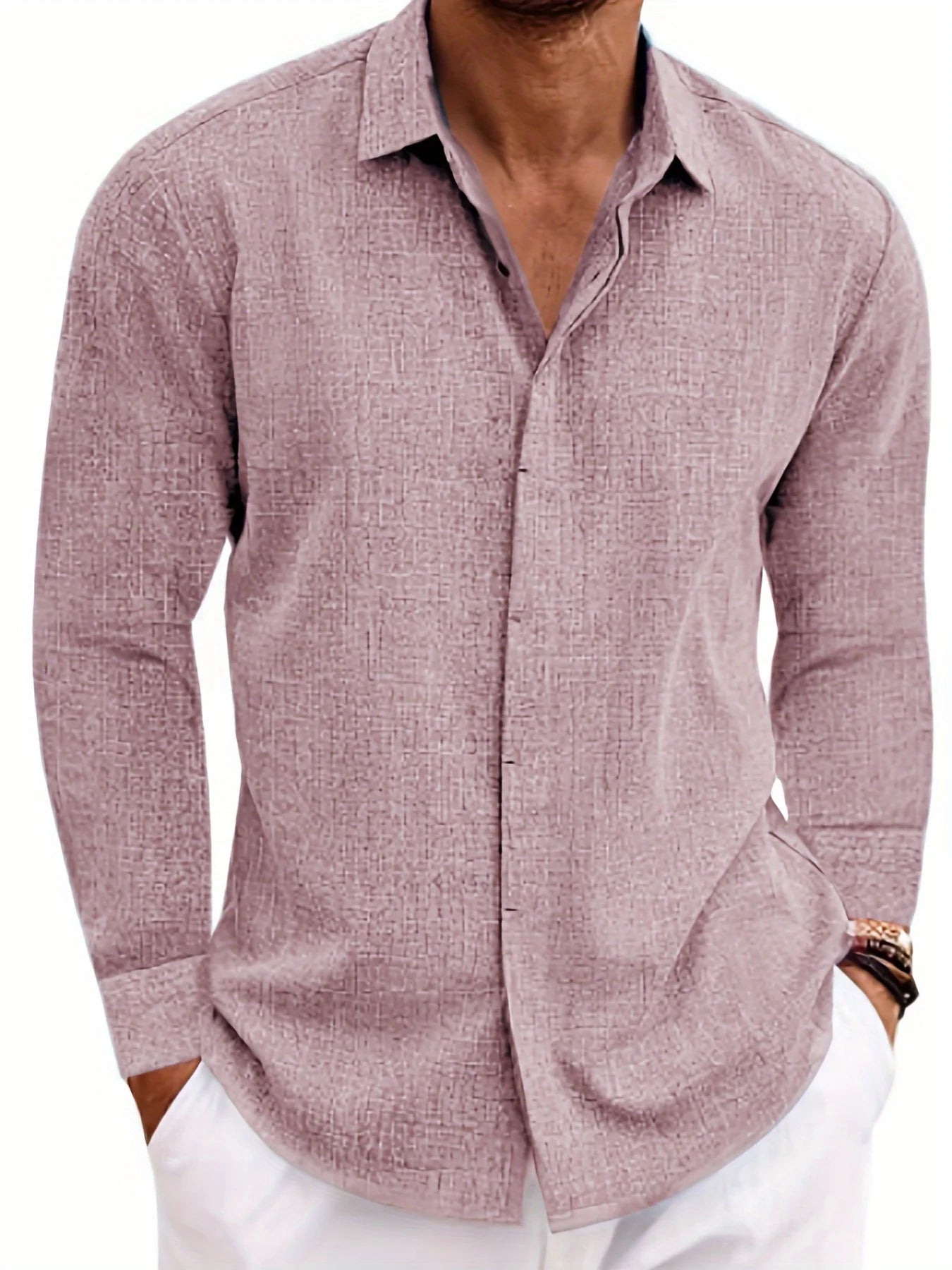 Men's Linen /Cotton Long-sleeved shirt,  Loose Undershirt,  Solid Colors,  plus Great FATHERS DAY Gift!!!