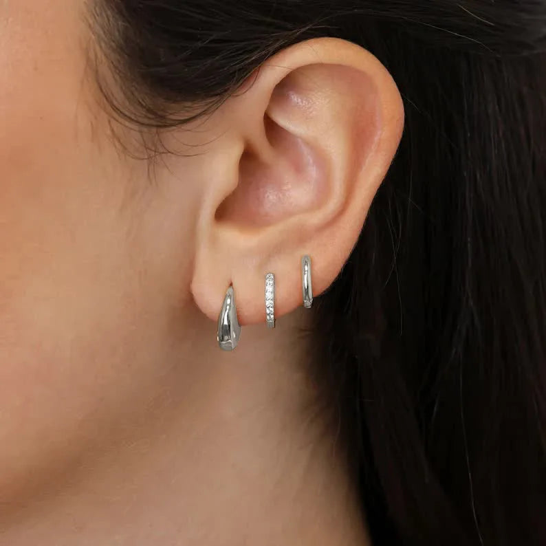 Stainless Steel Gold Color Circle Hoop Earrings for Women Simple Cubic Zircon Double Ring Earring Cartilage Piercing Jewelry