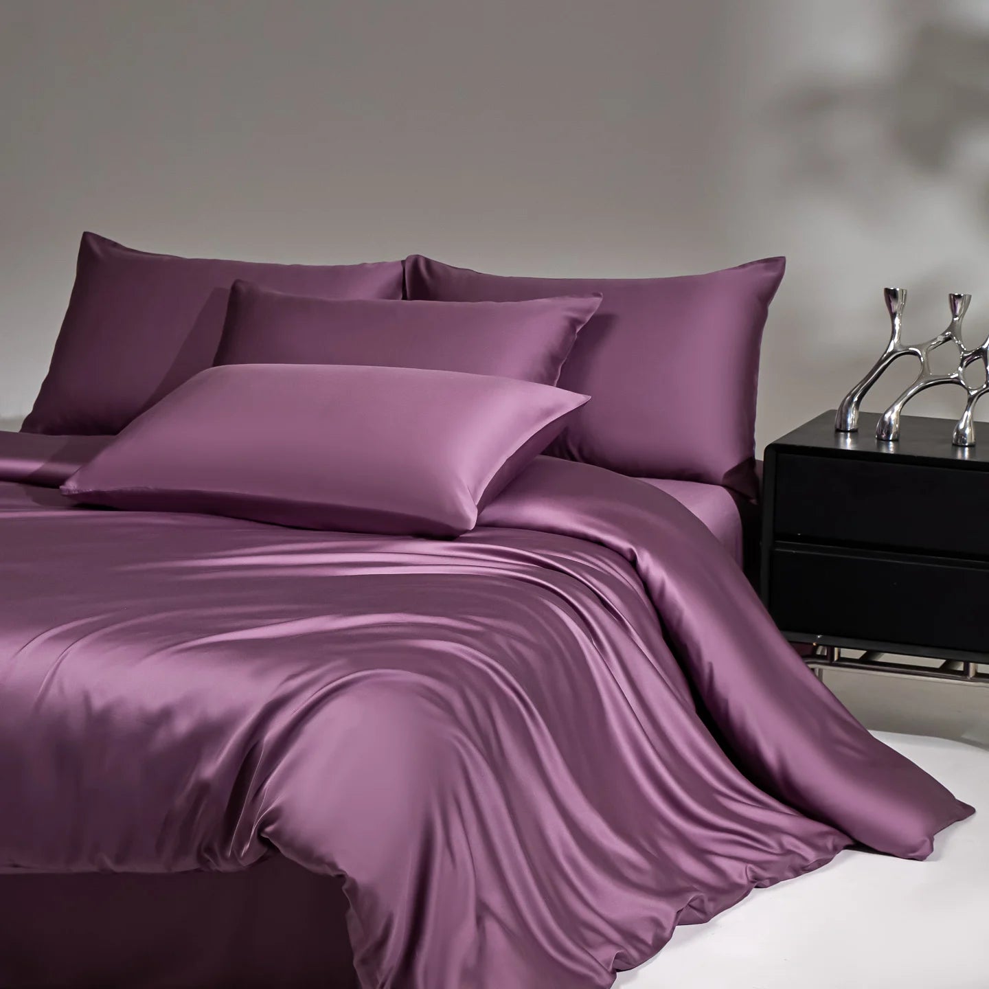 100% Mulberry Silk Bedding Set, Silk Quilt Cover Set,  Flat Sheet /Fitted Sheet,  Pillowcase Single Double King Duvet Cover Gift Box