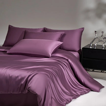 100% Mulberry Silk Bedding Set, Silk Quilt Cover Set,  Flat Sheet /Fitted Sheet,  Pillowcase Single Double King Duvet Cover Gift Box