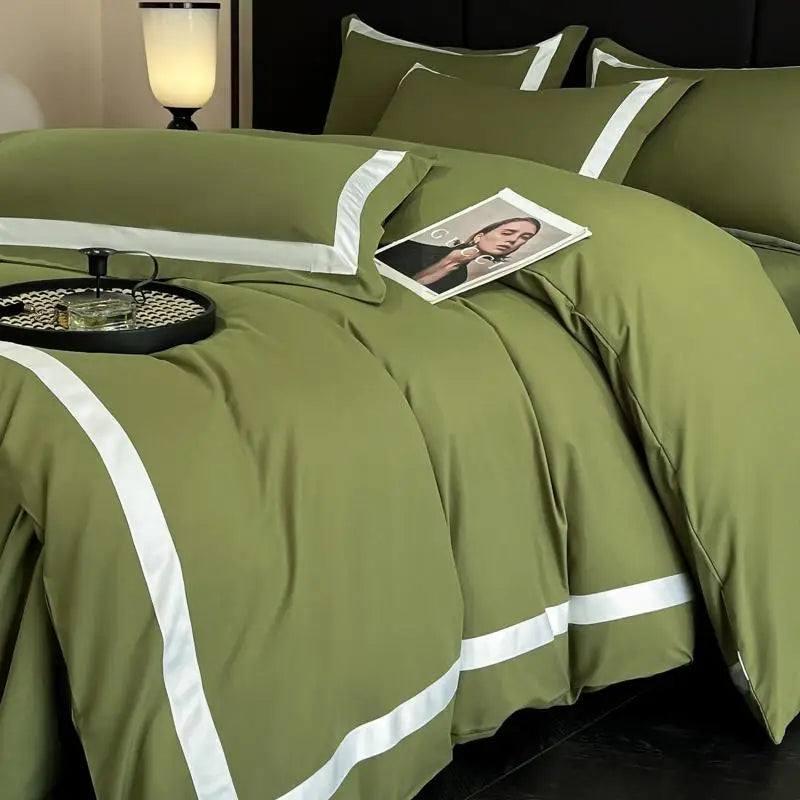 4Pcs Brushed Microfiber King / Queen / Double/ Twin.  Soft Premium Hotel Patchwork Duvet cover Flat/Fitted sheet  and 2 Pillowcases