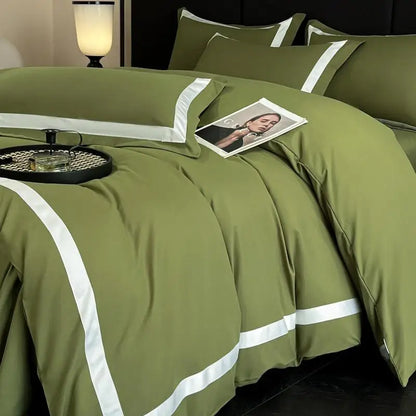 4Pcs Brushed Microfiber King / Queen / Double/ Twin.  Soft Premium Hotel Patchwork Duvet cover Flat/Fitted sheet  and 2 Pillowcases