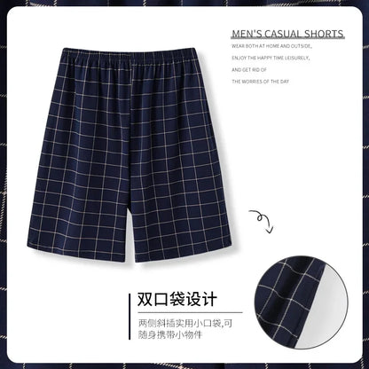 Summer solid color pajama pants in cotton. Mens breathable shorts.