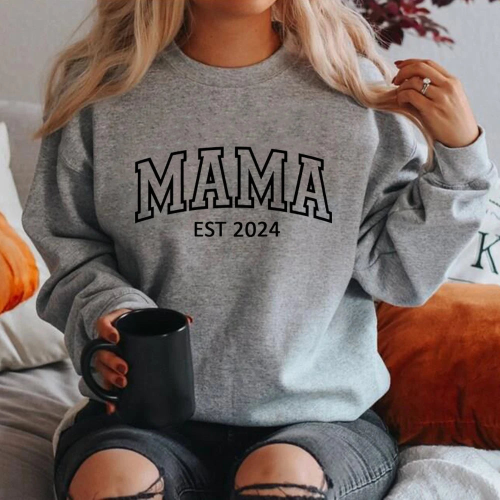 Mama Sweatshirt  for Mothers Day Gift . Womens Long Sleeve Crewneck Sweatshirt.  Personalized Hoodie for  Mom Gift.