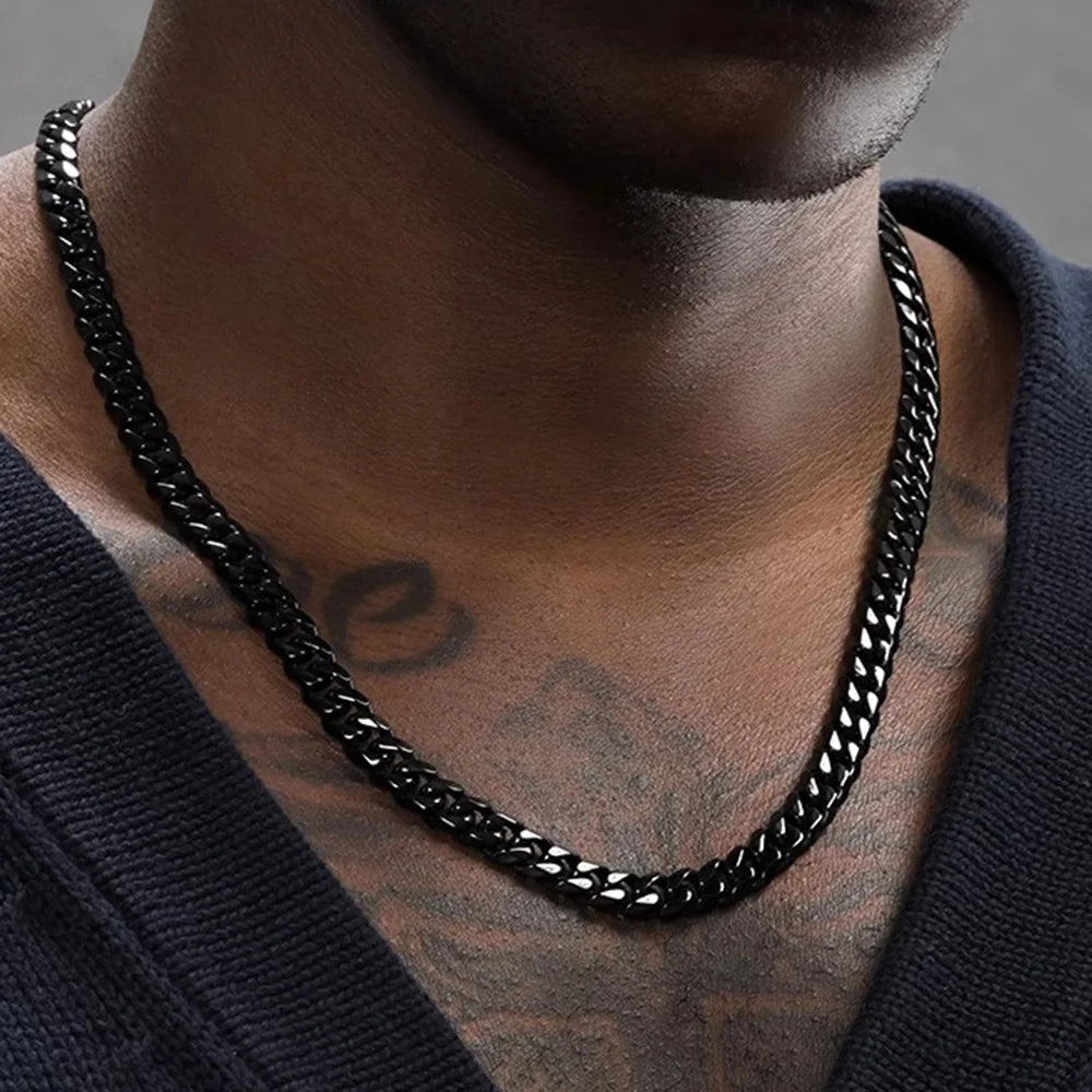 3/5/7mm Stainless Steel Cuban Link Chain Classic Personality Jewelry Simple Fashion Couple Necklace for Men/ Women