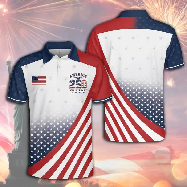 2026 Fashion USA Flag Pattern Polo Shirt for Men.  "Short" Sleeved T-shirt,   Summer,  Button,  Loose Top.  If you Want Womens Sizes of this shirt you can use the measurement chart to help.  Sizes are S-XL and theres a measre