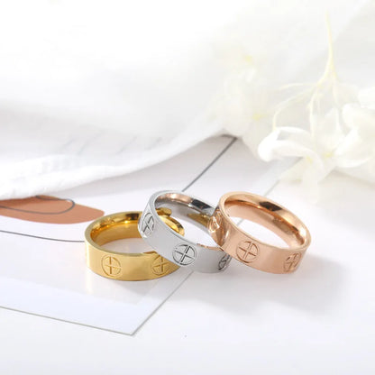 Fashion Classic Cross Stainless Steel Rings For Women /Men /Couples Gold Color Luxury Jewelry, Wedding Gift