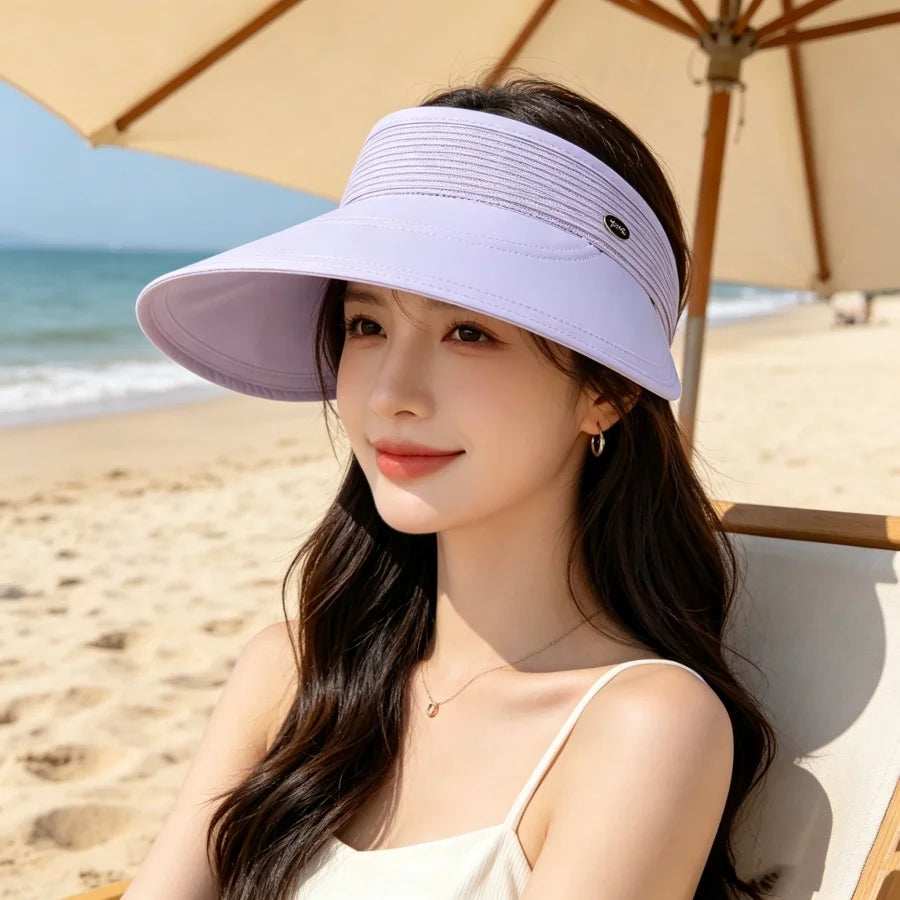Summer Sun Protection. Essential Large Brim,  Open-Top Sun Hat, Uv Protection + Hair-Friendly Design, Versatile and Easy to Match with Any Outfit.