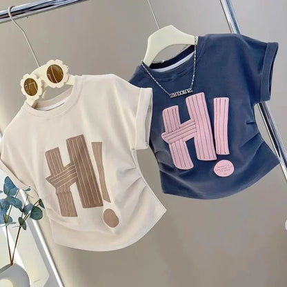 Girls Short Sleeve Summer Letter T-Shirt Tops+Shorts,  2Pcs Suit for little girls Clothes.  Sport Casual  Outfits 3-12 Years