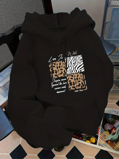 Women's autumn and winter loose casual comfortable letter printed,  thick, long sleeved,  round neck hoodie pullover