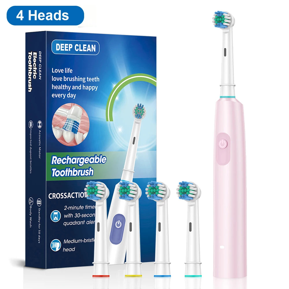 Electric Toothbrush with Rotar Motion, Rechargeable Electric Toothbrush for Adults,  Rotating Electric Toothbrushes with 8 Soft Brush Heads