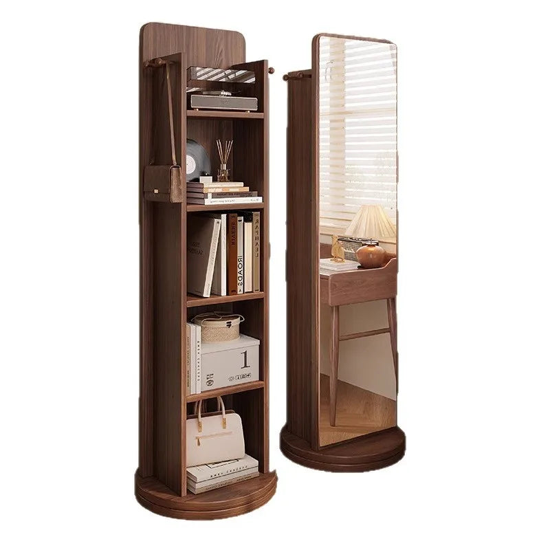 360° Rotating Full Length Floor Mirror with Storage Shelves,  Modern Standing Dressing Mirror for Living Room  or  Bedroom Furniture