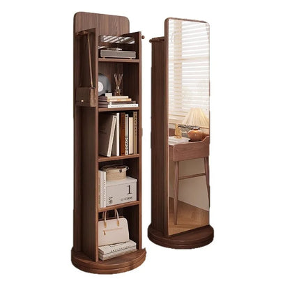 360° Rotating Full Length Floor Mirror with Storage Shelves,  Modern Standing Dressing Mirror for Living Room  or  Bedroom Furniture