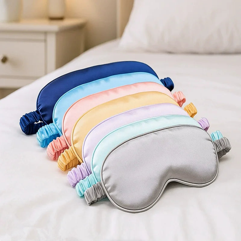 Double-Sided,  Silk,  Sleeping Eyeshade  for Light Blocking,  Breathable Travel,  Sleep Eye Mask  Shields,  Protective Safety Goggle Eye Wear.  Apricot and Light Coffee are the  least available, then golden, white, gray, foll