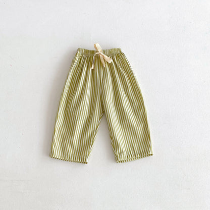 Striped Pants For Children, Summer Pants,  1-6Years Old Kids,  Simple, Versatile Trousers,  Outer Wear Trendy Mosquito Pants