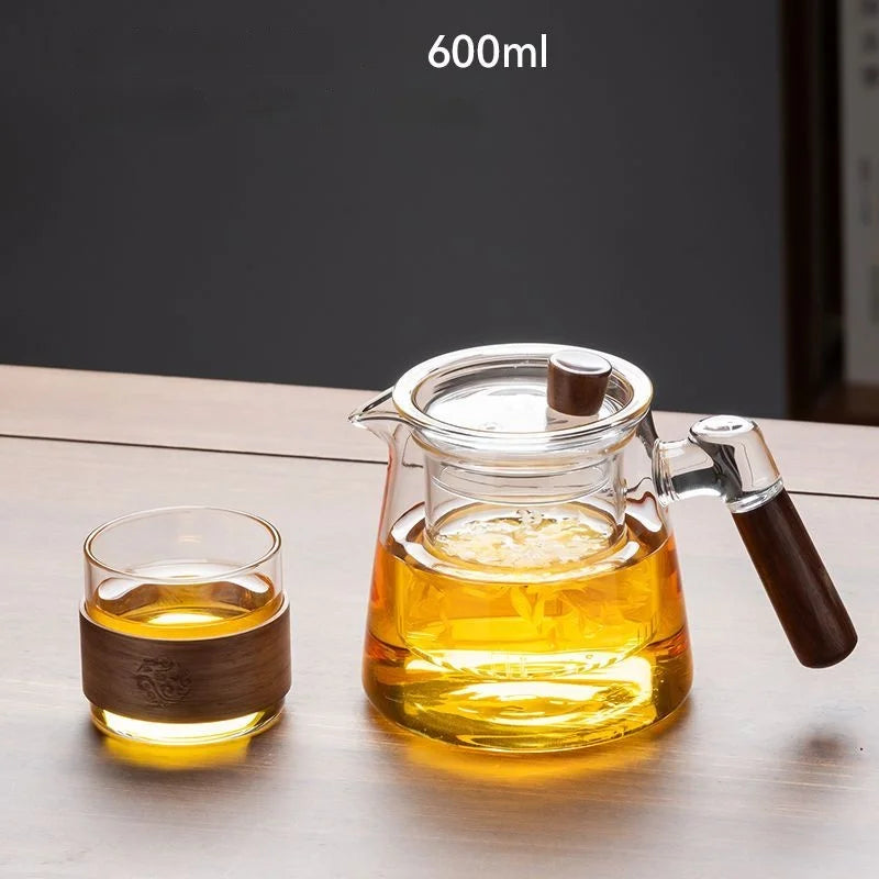 600ML Family Glass Teapot Set Transparent Glass Teacup, Small Teacup Pyrex Glass Tea Set.   Flower Teapot Coffee Pot