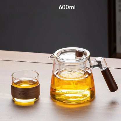 600ML Family Glass Teapot Set Transparent Glass Teacup, Small Teacup Pyrex Glass Tea Set.   Flower Teapot Coffee Pot
