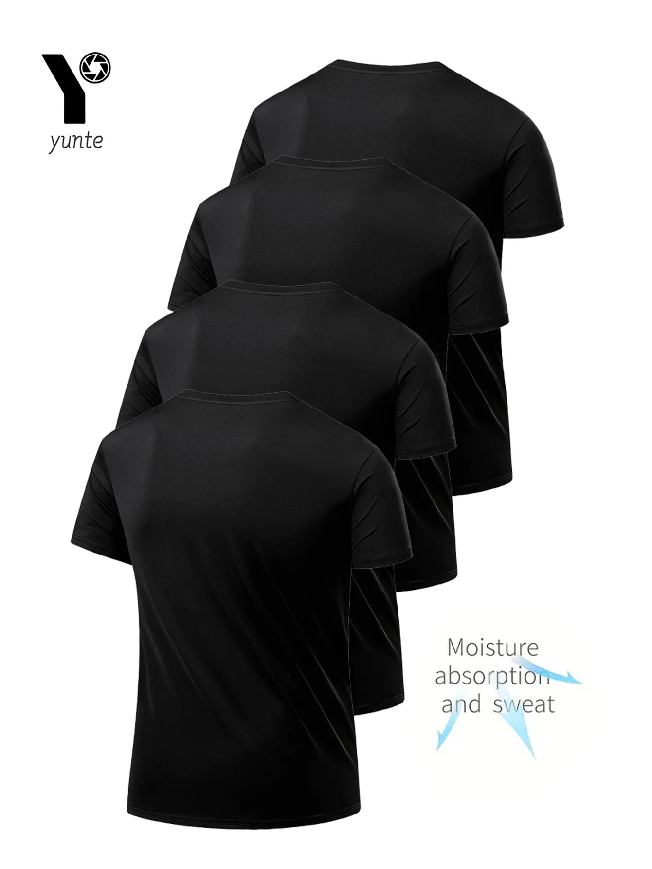 Round Neck T-Shirt 4-Pack Black Ultra-Ligh, Quick Drying,  Breathable, Sweat-Absorbent Shirt Suitable for Fitness Gym and Run.  High School is just around the corner!!! Make it a GOOD YEAR!  Please check sizing charts to get