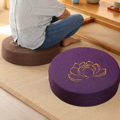 40X6CM Yoga Meditation Linen Cushion Hard Lotus Texture Meditation Cushion Backrest Pillow,   Removable Washable