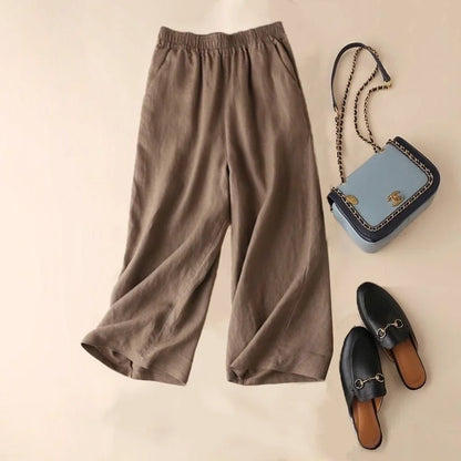 Cotton Linen Straight Leg Pants,  Womens Summer Loose,  Versatile,  Large Size Linen,  Nine Points Casual Thin Ladies Trousers.  Sevevral different lengths and some 100% cotton, some Cotton-linen blend.