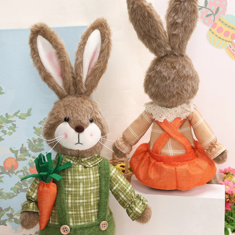 Easter Bunny Decor Fabric Craft. Cute Rabbit Figurine for Shelf Mantle Spring Home Decoration Table Centerpiece Ornament