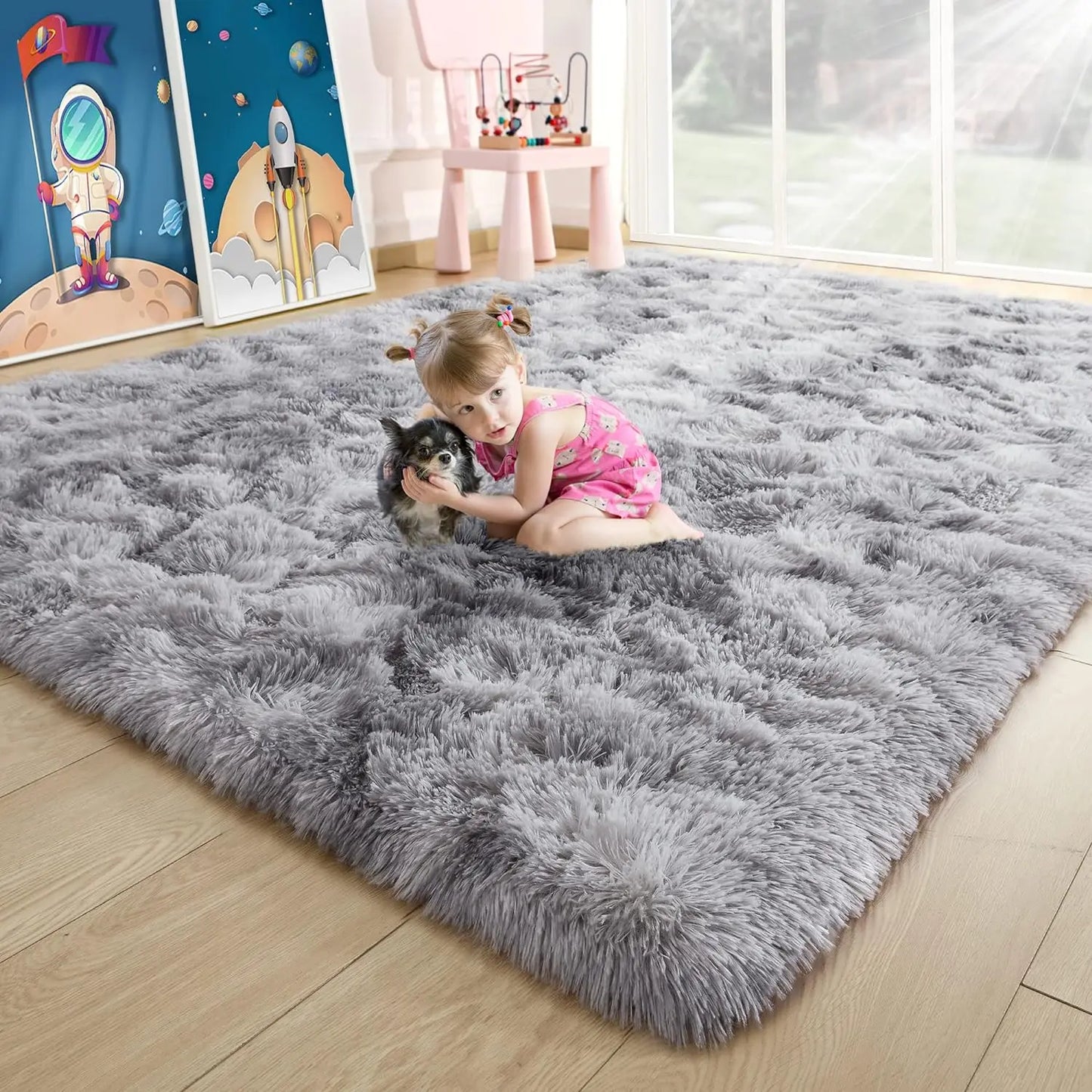 Fluffy Rugs for Bedroom Fuzzy Area Rugs for Living Room, and Soft Kids Carpet .  Non Slip Rugs for Hardwood Floors