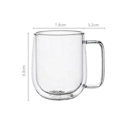 150-350ml Heat Resistant High Borosilicate Glass Mug.  Double Wall Glass Coffee Cup with Handle.