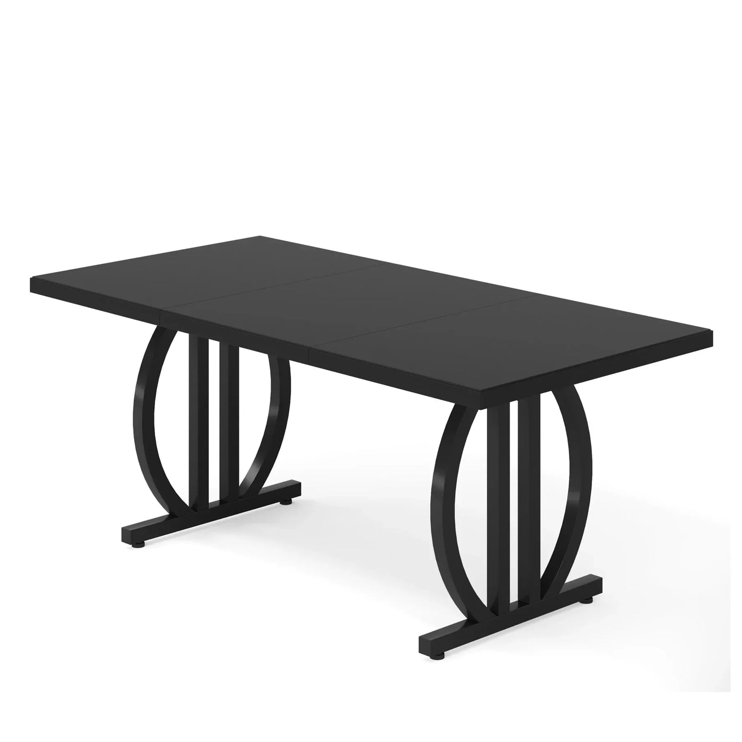 Dining Table for 4-6 People, 63-Inch Large Dinner Table with Heavy Duty Metal Frame, Modern Industrial Kitchen Table