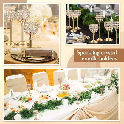 1Pcs Modern Crystal Tealight,  Metal Candle Holders,  Wedding Party, Church Deco,  Dinning Table Centerpieces Candlestick Decoration