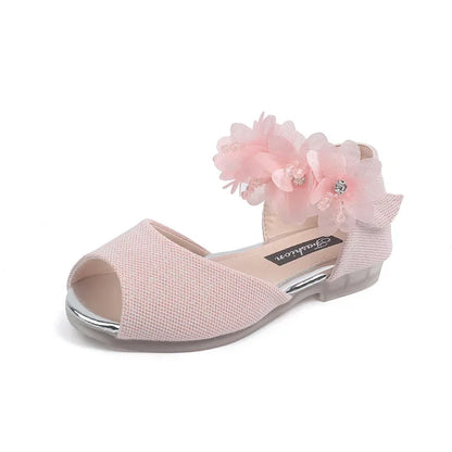 Girls Rhinestone Flower Shoes,  Low Heel,  Wedding, Party Dress Pump, Princess Shoes For Kids /Toddler
