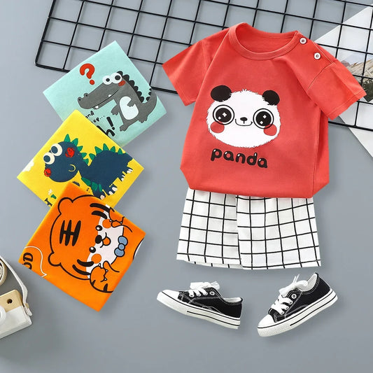 2-6 Years Baby Girls/Boys Summer Set with Short-sleeved Tees,  Cotton shorts in contrasting fabric and pattern and many, many styles to choose from.  Cant have JUST ONE!