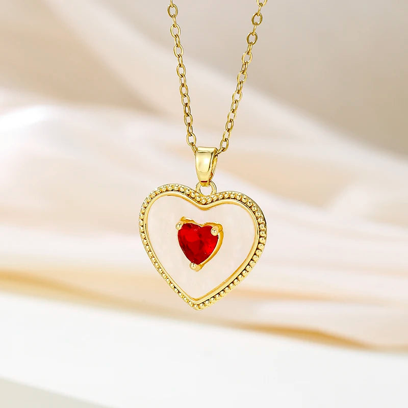 Elegant Style Heart shaped Pendant Necklace.  Hollow Design Mother's Day Gift.