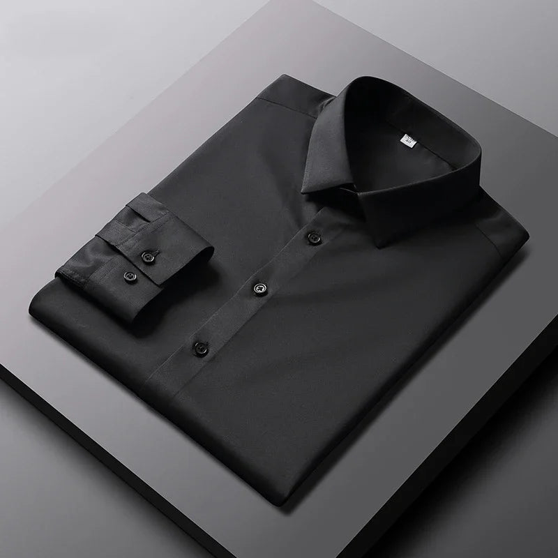 Men's Casual and Fashionable Long Sleeved Solid Shirt  in colors.  Non- Ironing and Wrinkle -Resistant for  Business