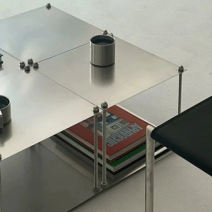 Stainless Steel Metal Modular Storage Rack Floor Stand.  Living Room Edge Bedside Table,  Simple Edge Coffee, Movable Corner