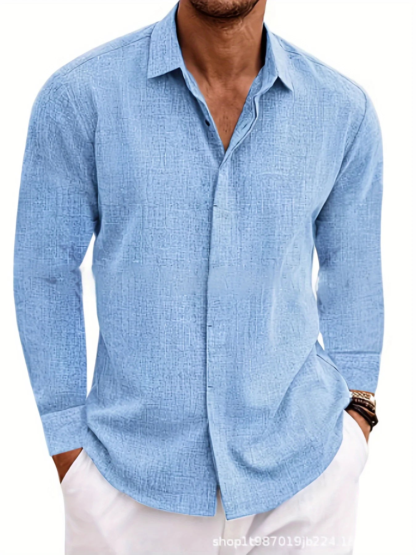 Men's Linen /Cotton Long-sleeved shirt,  Loose Undershirt,  Solid Colors,  plus Great FATHERS DAY Gift!!!