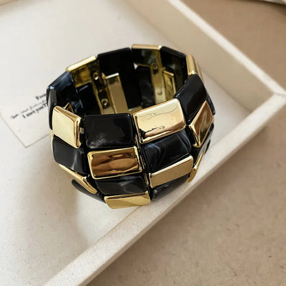 Acrylic Square Splicing Geometric Round Bangles for Women.   European and American Fashion,  Simple Bracelet Hand Jewelry Sense.. GREEN  and BLUE are both gone.  Don't wait too long....I love this bracelet!!!