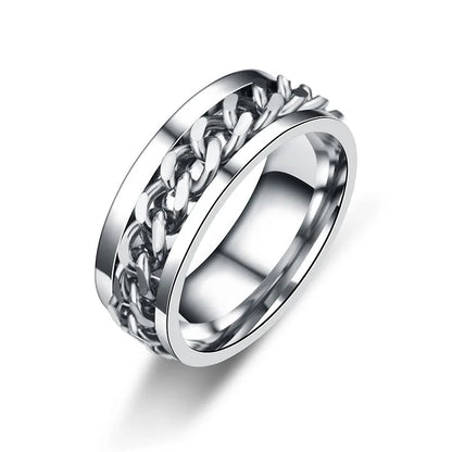 Titanium Steel Rotatable Chain Rings for Women  OR Men.  Spinner Ring Decompression,  Multifunctional Chain Ring Bottle Opener Ring Gift