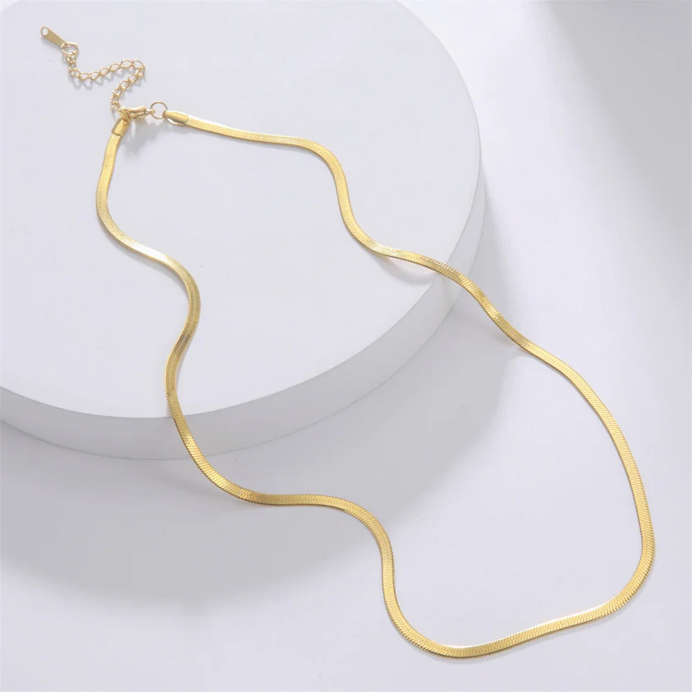 Stainless Steel Snake Chain Necklace for Women /Men of Gold Color  with Herringbone Choker,  Neck Chains 2026 Trend Jewelry Gift.  Perfect Gift for MOTHERS and FATHERS DAY