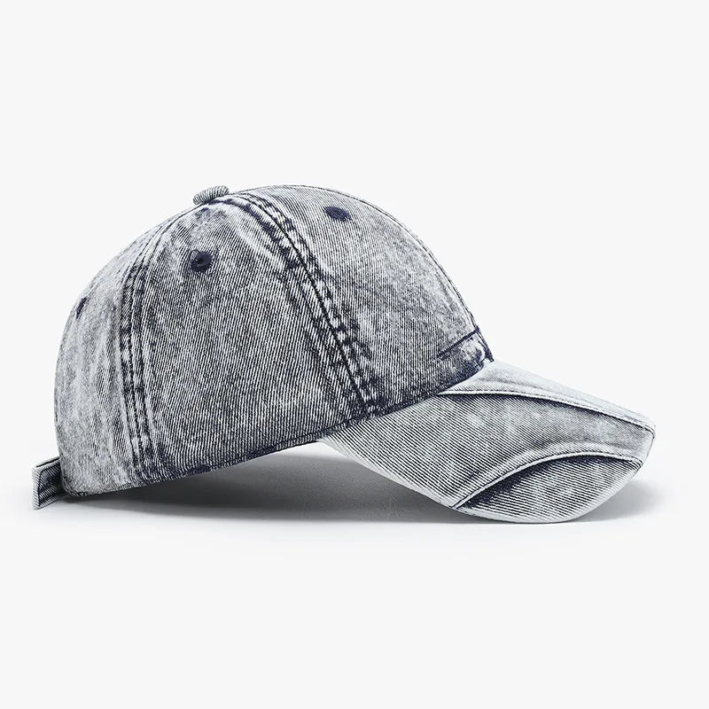Trendy and cool personalized plain denim baseball cap, unisex, distressed washed sun hat, soft-top hat.  ONLY LT. BLUE is gone.  All others are good to GO.  My favorite solid color cap!!! Great Detail.