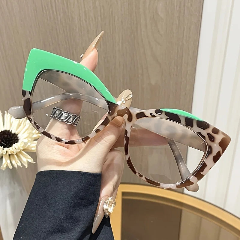 New style Stylish Cat-Eye Glasses with Unique Blue Light Blocking Feature.   Retro-Style Eyewear Designed for Women with Color.  The only combination of color that isnt available is BLUE/LEOPARD.  Everything else is Very Good