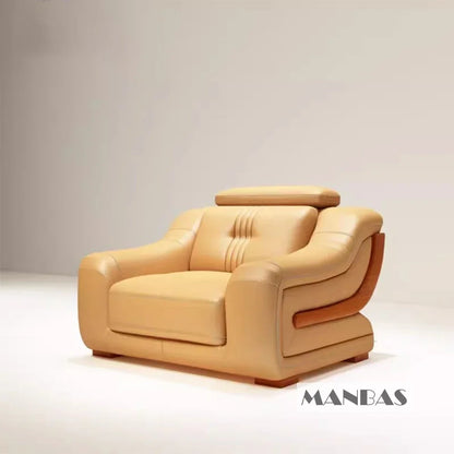Premium Italian Genuine Leather Sofa Set.  Big Sectional Couch for Living Room,  With Adjustable Headrest